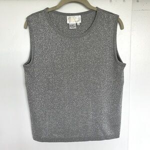 Vintage Lilly of California Silver Metallic Sleeveless Sweater